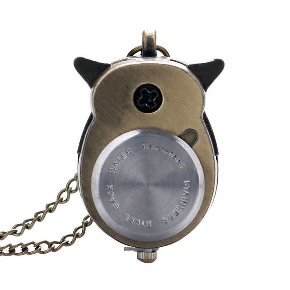 Owl Watch Pendant NEW Bronze Metal Pocket Watch Necklace - Picture 10 of 13